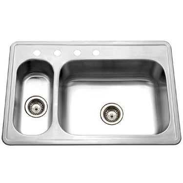 Houzer Legend Series Top mount Stainless Steel 4-hole 70/30 Double Bowl Kitchen Sink Kitchen Sink-Top Mount Houzer